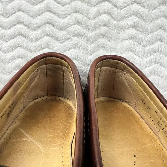 Allen Edmonds Woodstock Loafers Kiltie Braided Tassel Mens 11 B USA Slip On Blk - Picture 14 of 16